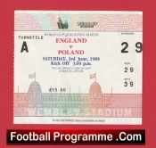 England v Poland 1989 – Football Match Ticket