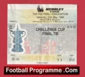 Manchester United v Crystal Palace 1990 League Cup Final Ticket