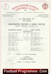 Manchester United v Leeds United 1995 – FAC Sheet Signed Jordan + Strachan