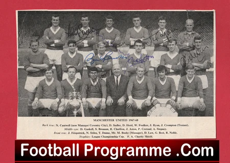 Manchester United Multi Signed Autographed Man Utd 1967 Champions Charlton Plus - Image 2