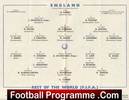 England v Rest Of The World 1963 - Bobby Charlton + Eusebio - Image 3