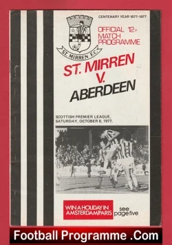 Aberdeen v St Mirren 1977 - Alex Ferguson Manager - football programme