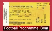 AIK v Manchester United 2013 – Football Ticket – Stockholm Sweden