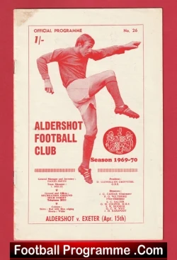 Aldershot v Exeter City 1970 - football programme