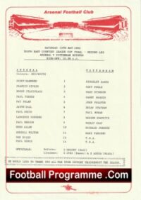 Arsenal v Tottenham 1986 – East Counties League Cup Final 2nd Leg