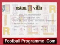 Aston Villa v Manchester United 1998 – Match Ticket Treble Season