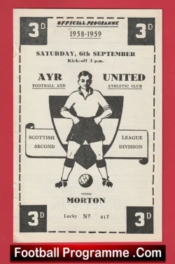 Ayr United v Morton 1958 - 1950s - football programme