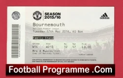 Bournemouth v Manchester United 2016 - Football Ticket - football memorabilia