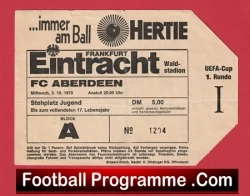 Eintracht Frankfurt v Aberdeen 1979 - Match Ticket Alex Ferguson Manager - football memorabilia