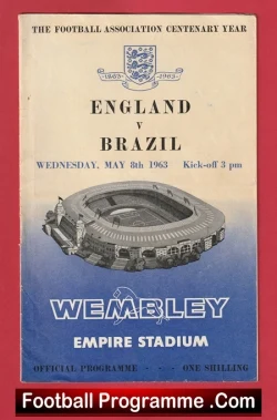 England v Brazil 1963 + Bobby Charlton - football programme