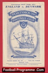 England v Denmark 1955 – U23 at Portsmouth + Newspaper Article