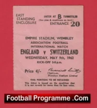 England v Switzerland 1962 – Football Ticket