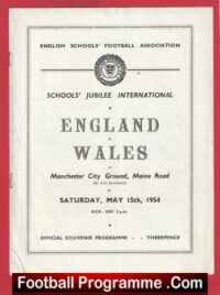 England v Wales 1954 – School Boys Game Maine Road Man City