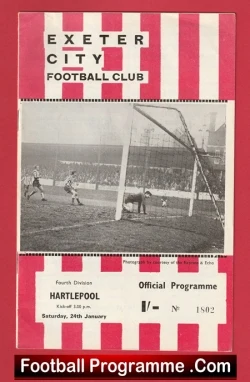 Exeter City v Hartlepool 1970 - football programme