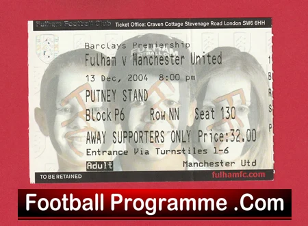 Fulham v Manchester United 2004 - Football Ticket - Image 2