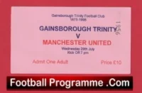 Gainsborough Trinity v Manchester United 1998 – Treble Season Pink Ticket