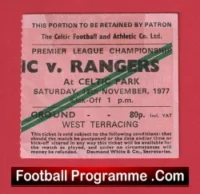 Glasgow Celtic v Glasgow Rangers 1977 – Football Ticket