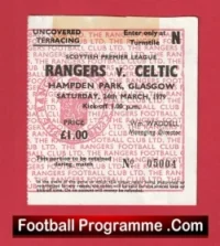 Glasgow Celtic v Glasgow Rangers 1979 – Football Ticket