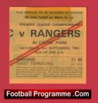 Glasgow Celtic v Glasgow Rangers 1983 – Football Ticket