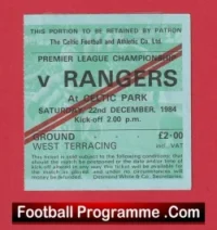 Glasgow Celtic v Glasgow Rangers 1984 – Football Ticket
