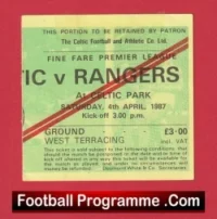 Glasgow Celtic v Glasgow Rangers 1987 – Football Ticket