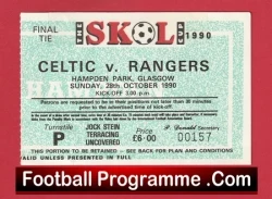 Glasgow Celtic v Glasgow Rangers 1990 - Football Ticket - football memorabilia