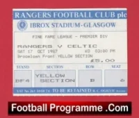Glasgow Rangers v Glasgow Celtic 1987 – Football Ticket