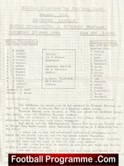 Heaton Stannington v Peterlee Newtown 1980 - football programme