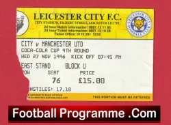 Leicester City v Manchester United 1996 - League Cup Ticket - football memorabilia