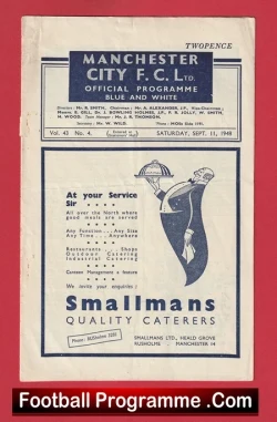 Manchester City v Manchester United 1948 - Man City v Man Utd - football programme