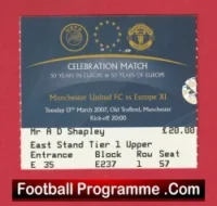 Manchester United Celebration Match 50 Years In Europe Football Ticket