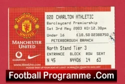 Manchester United v Charlton Athletic 2003 - Match Ticket - football memorabilia
