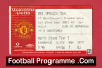 Manchester United v Ipswich Town 2001 – Football Ticket