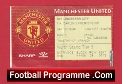 Manchester United v Leicester City 1998 - Football Ticket - football memorabilia