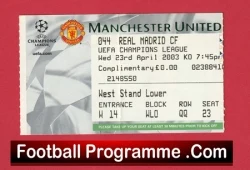 Manchester United v Real Madrid 2003 - Match Ticket - football memorabilia