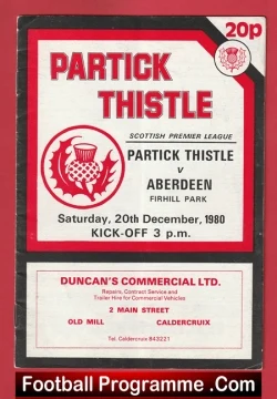 Partick Thistle v Aberdeen 1980 - Alex Ferguson Manager - football programme