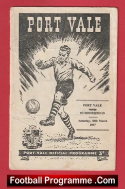 Port Vale v Huddersfield Town 1957 - Denis Law - football programme