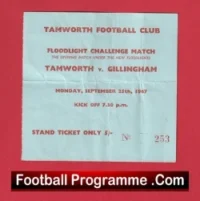 Tamworth v Gillingham 1967 – Football Ticket New Floodlights Opening