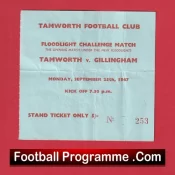 Tamworth v Gillingham 1967 – Football Ticket New Floodlights Opening