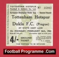 Tottenham Hotspur v Dukla 1962 – European Cup Football Ticket