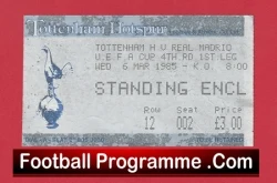 Tottenham Hotspur v Real Madrid 1985 - Match Ticket - football memorabilia