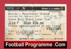 Wolves v Manchester United 2011 - Football Ticket - football memorabilia