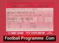 Wrexham v Manchester United 2001 – Football Match Ticket