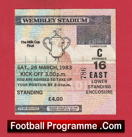 Liverpool v Manchester United 1983 - League Cup Final Ticket - Image 2