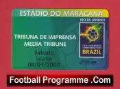 Manchester United v Vasco Da Gamma 2000 Brazil World Club Championship Press Ticket