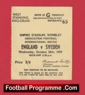 England v Sweden 1959 – Match Ticket
