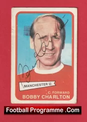 Manchester United Bobby Charlton Autograph Signed Football Card Man Utd
