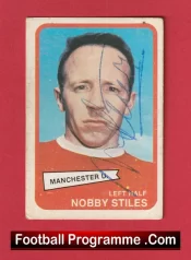 Manchester United Nobby Stiles Autograph Signed Man Utd Football Card