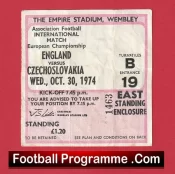England v Czechoslovakia 1974 – Football Ticket