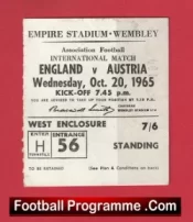 England v Austria 1965 – Match Ticket